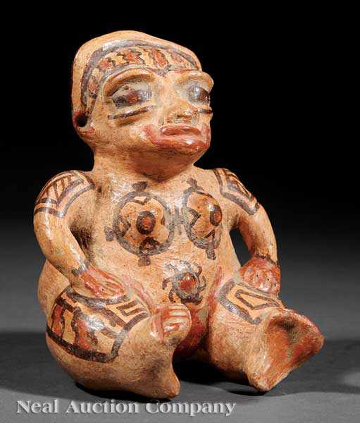 Appraisal: A Pre-Columbian Female Pottery Figure Costa Rica seated figure modeled