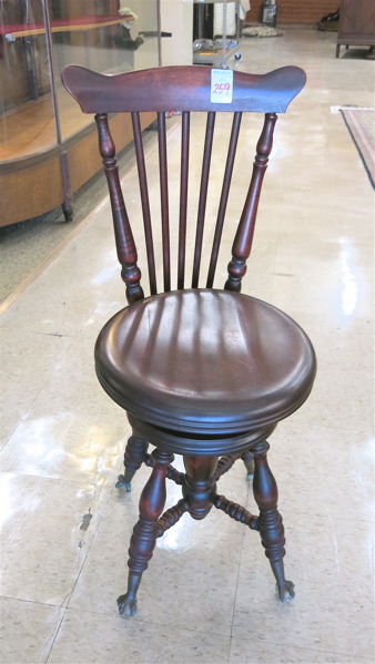 Appraisal: CHAIR-BACK PIANO STOOL American c having a comb back behind