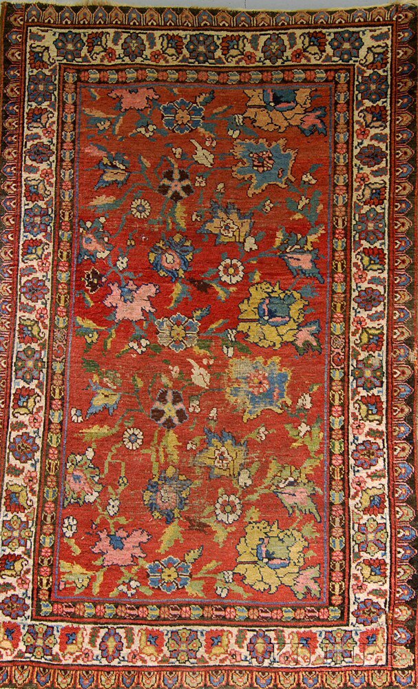 Appraisal: Afshar Rug South Persia early th century moth damage wear