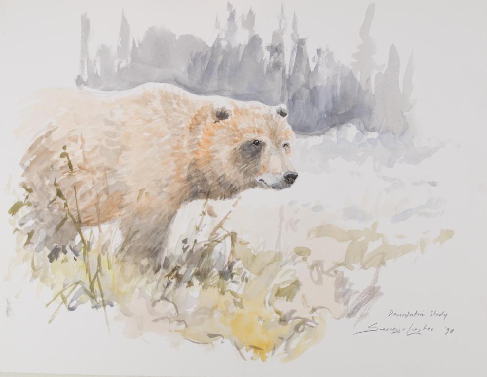 Appraisal: JOHN SEEREY-LESTER Florida born watercolor on board grizzly bear Demonstration