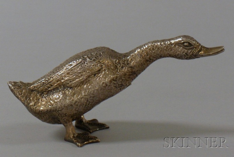 Appraisal: Chinese Figural Silver Plated Duck lg in