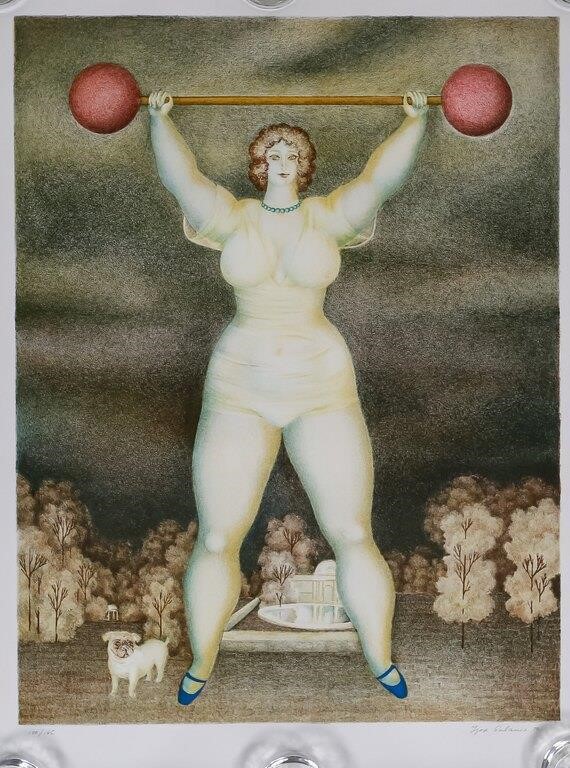 Appraisal: Igor Galanin Russia American New York - Lithograph weightlifter on