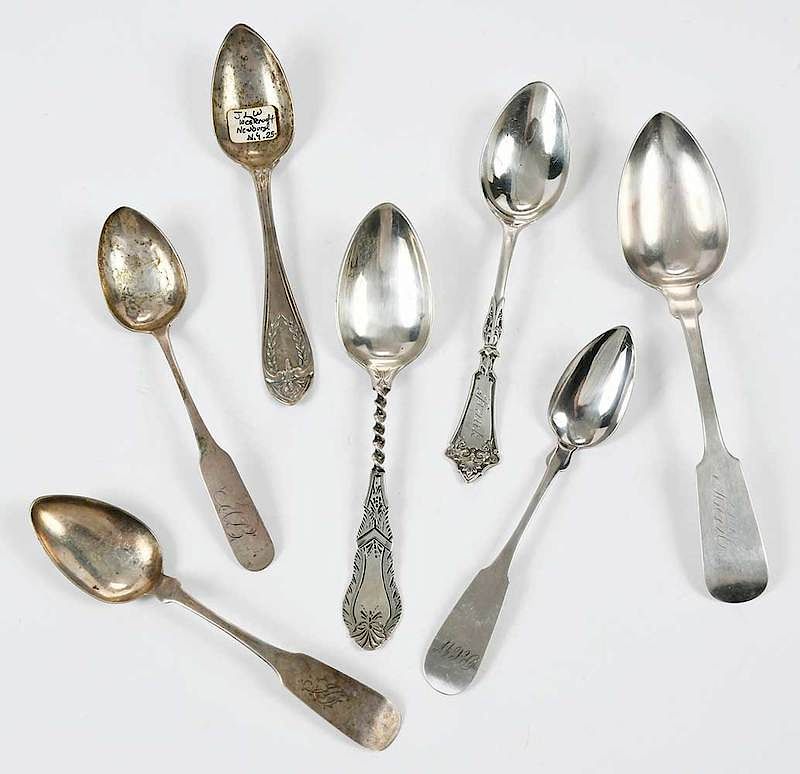 Appraisal: NY State Coin Silver Spoons Approx Pieces American th century