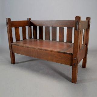 Appraisal: Stickley Brothers Lift-Top Settee Length inches Width inches Height inches