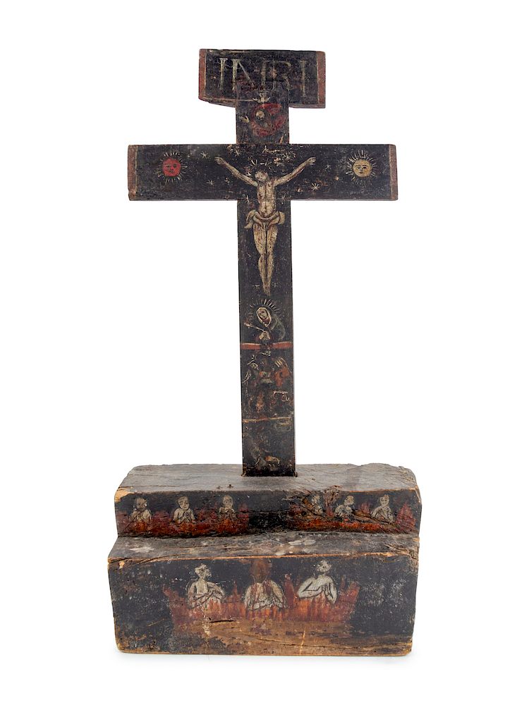 Appraisal: A Continental Painted Wood Crucifix A Continental Painted Wood Crucifix