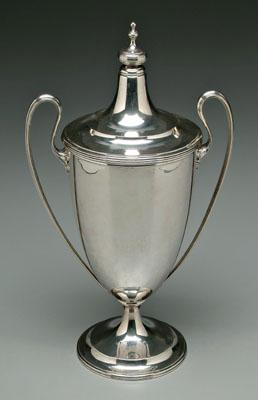 Appraisal: Tiffany sterling covered urn tapering lid with urn finial reeded