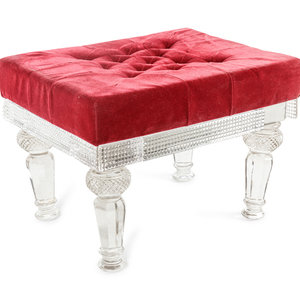 Appraisal: A Cut Glass and Silvered Metal Stool in the Manner