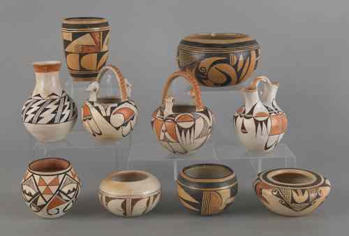 Appraisal: Group of Acoma pottery th c some signed ten pcs