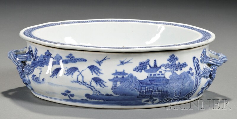 Appraisal: Chinese Export Porcelain Oval Cooling Dish early th century slightly