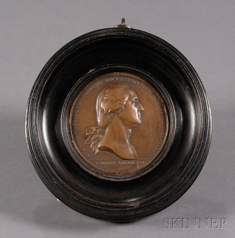 Appraisal: Bronze Medallion with Bust of George Washington attributed to Benjamin