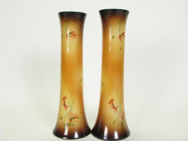 Appraisal: A pair of antique Warwick porcelain '' vases brown and