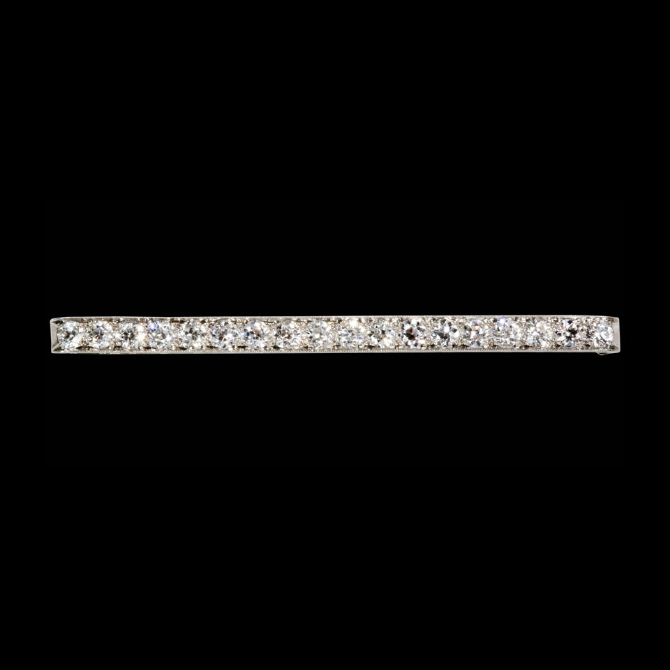 Appraisal: Platinum Bar Pin set with European cut diamonds approx ct