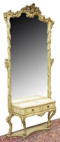 Appraisal: Italian Louis XV style painted console table and mirror th