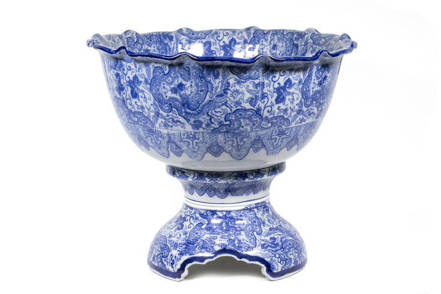 Appraisal: JAPANESE TWO-PIECE PUNCH BOWL Japanese Meiji Period Blue and White