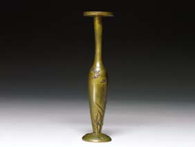 Appraisal: ANTIQUE JAPANESE BRONZE VASE Slender antique Japanese bronze bud vase