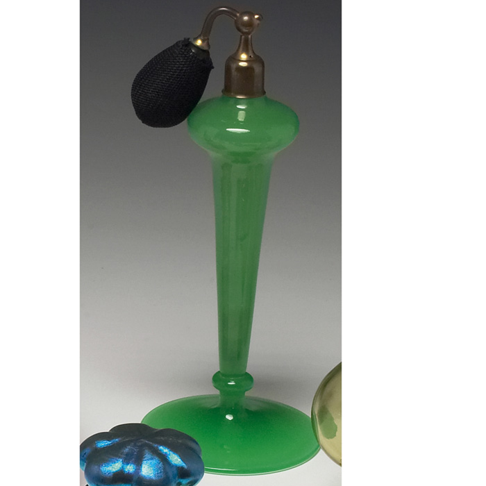 Appraisal: Steuben perfume bottle Green jade shape h