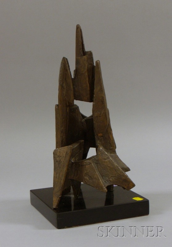 Appraisal: Modern Bronze Sculpture unsigned on a black marble base overall