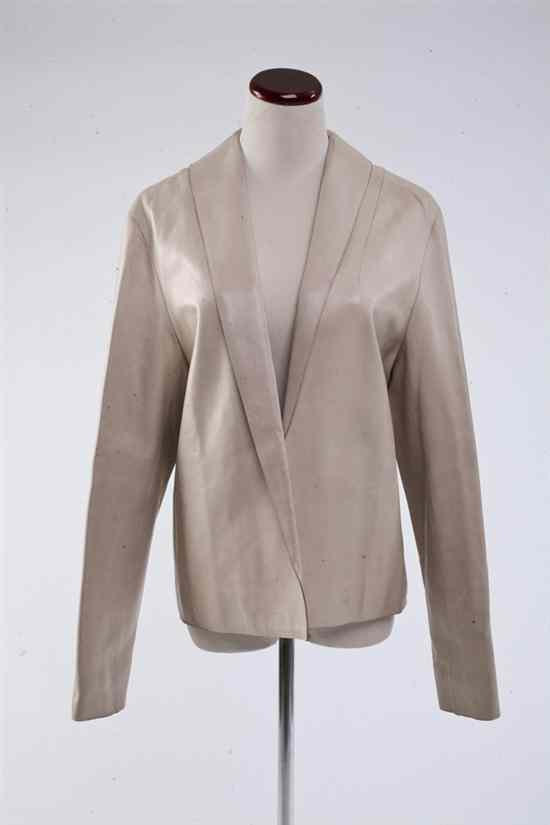 Appraisal: LOUIS VUITTON TAUPE LAMBSKIN JACKET size FR Louis Vuitton lining