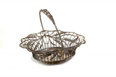 Appraisal: A George III swing-handled silver basket probably John Henry Vere