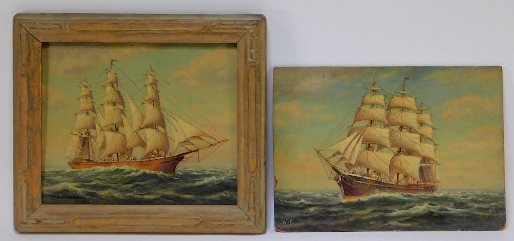 Appraisal: William Paskell Maritime Seascape Paintings William Paskell Massachusetts - Each