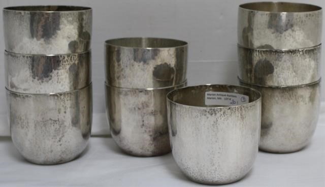 Appraisal: OLD NEWBURY CRAFTERS HAND HAMMERED ARTS ANDCRAFTS STERLING SILVER TUMBLERS