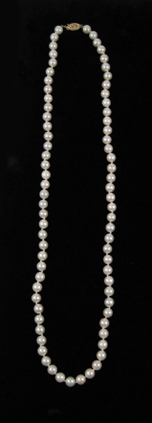 Appraisal: WHITE PEARL AND FOURTEEN KARAT GOLD NECKLACE measuring - inches