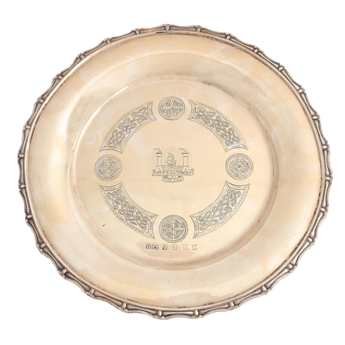 Appraisal: An Irish silver salver engraved with the arms of County