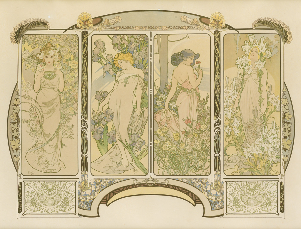 Appraisal: ALPHONSE MUCHA - LES FLEURS x inches x cm F