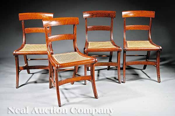 Appraisal: A Set of Four American Classical Birdseye and Tiger Maple