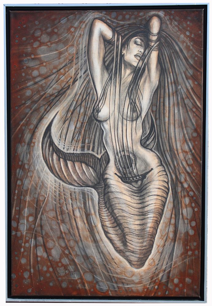 Appraisal: Julio Blanco Musical Mermaid Painting Julio Blanco Musical Mermaid Painting