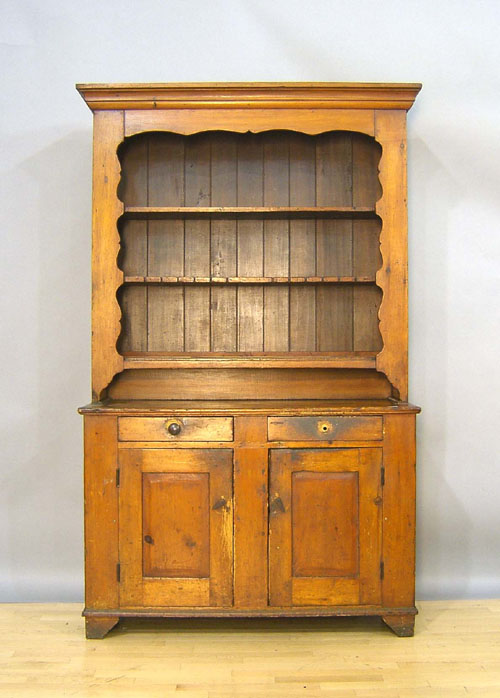 Appraisal: Pine step back open top cupboard th c h w