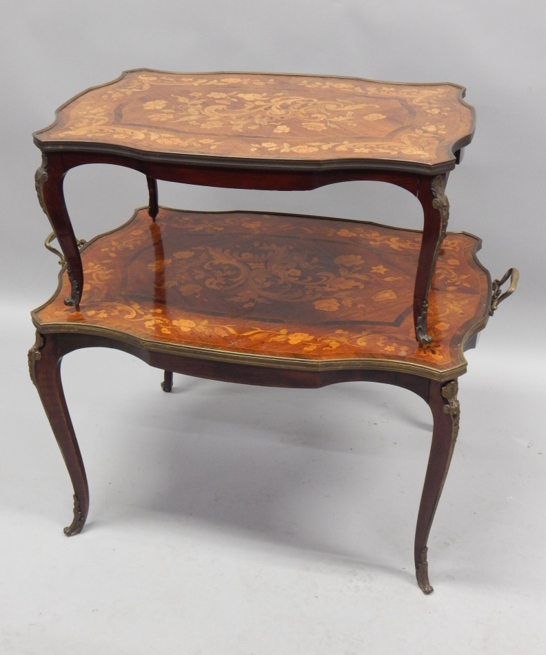 Appraisal: A late th early thC French mahogany and marquetry two