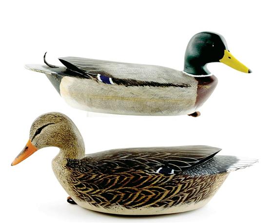 Appraisal: Mallard hen and drake decoys Tom Boozer South Carolina painted