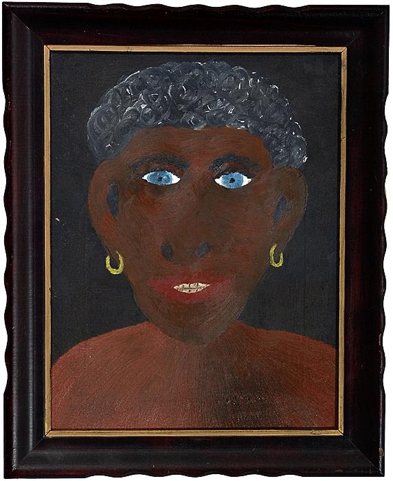 Appraisal: BLACK FOLK ART PORTRAIT American A black woman's portrait reads