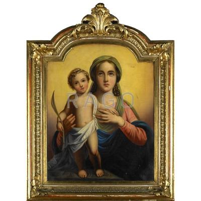 Appraisal: OLD MASTER STYLE RELIGIOUS PAINTING Oil on canvas of Madonna