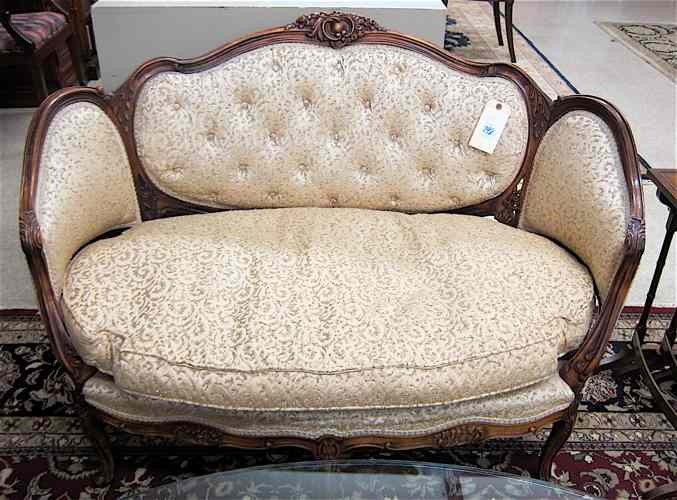 Appraisal: LOUIS XV STYLE SETTEE American mid- th century having a