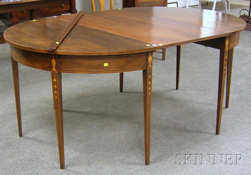 Appraisal: Kittinger Williamsburg Restoration Federal-style Inlaid Mahogany Three-Part Banquet Table comprised