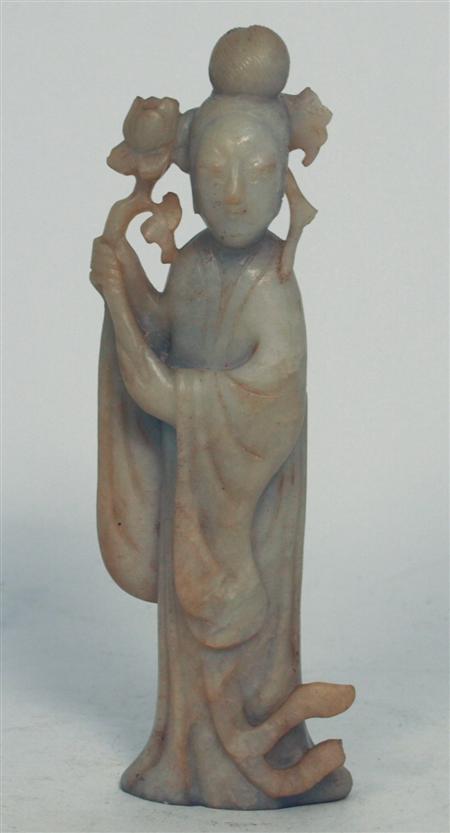 Appraisal: CHINESE WHITE JADE FIGURE OF A LADY TH CENTURY standing