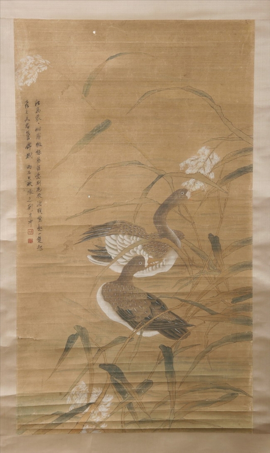 Appraisal: AFTER LIU YING CHUN Chinese th century TWO DUCKS Ink