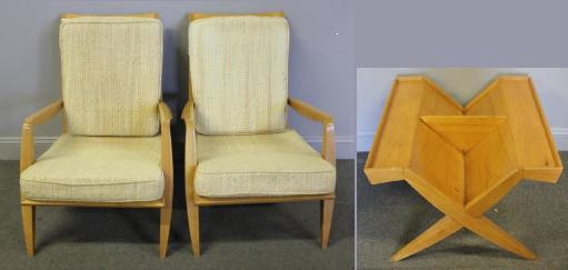 Appraisal: Pair of Roger-Rene Lanault Deco Arm Chair Lot Includes a