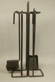 Appraisal: Modernist Heavy Iron Fireplace Tools Stand t Modernist Heavy Iron