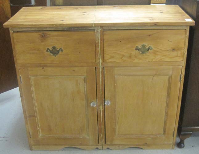 Appraisal: PINE SIDE CABINET American th century the front featuring two