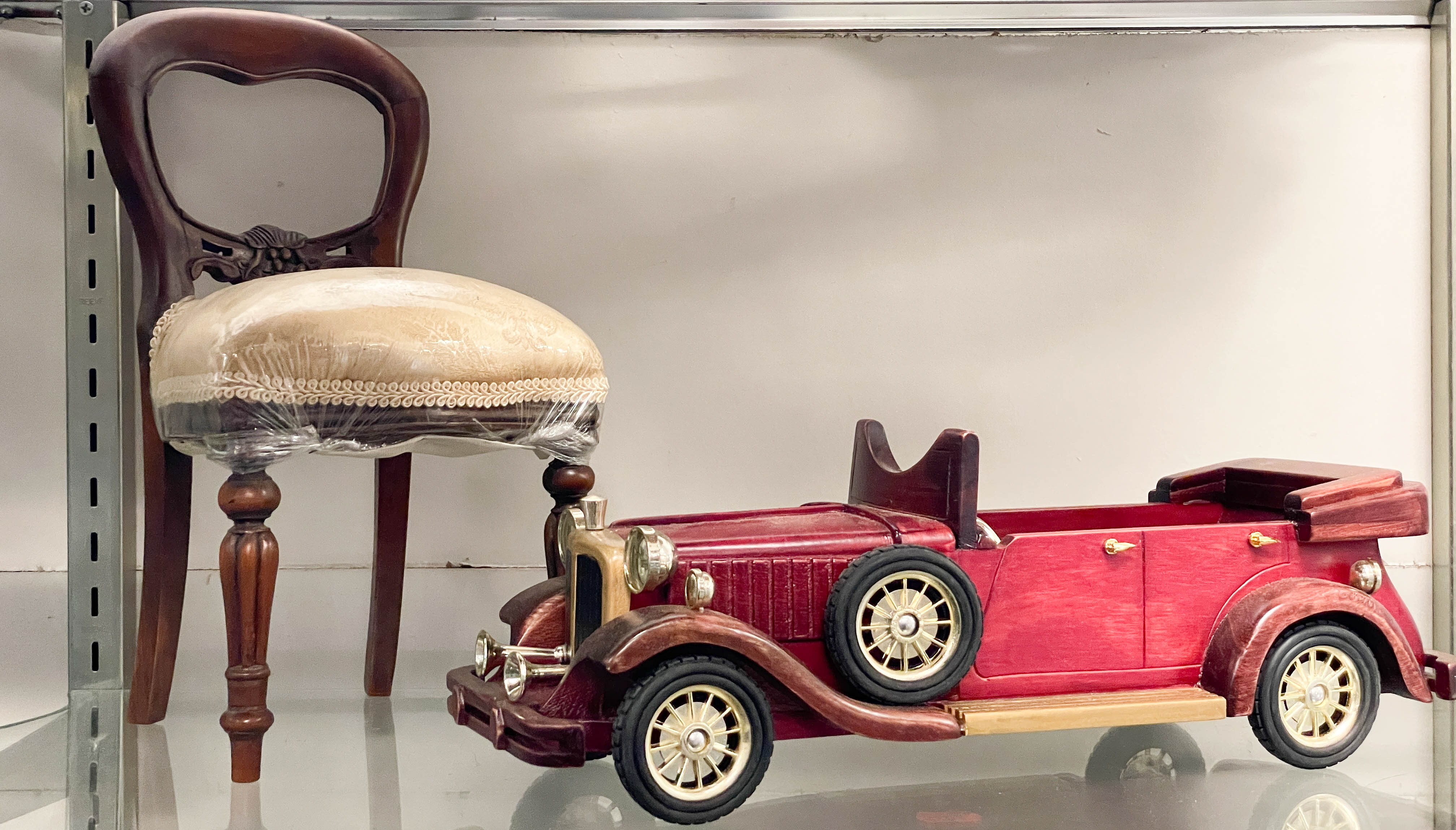 Appraisal: Toys c o wood antique car model - l hairpin