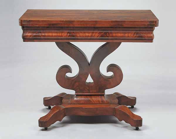 Appraisal: An American Carved Mahogany Fold-Over Games Table c New York