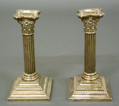 Appraisal: Pair Corinthian candlesticks by Gorham weighted sterling h