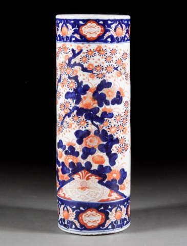 Appraisal: Japanese Imari porcelain umbrella stand fourth quarter- th century cherry