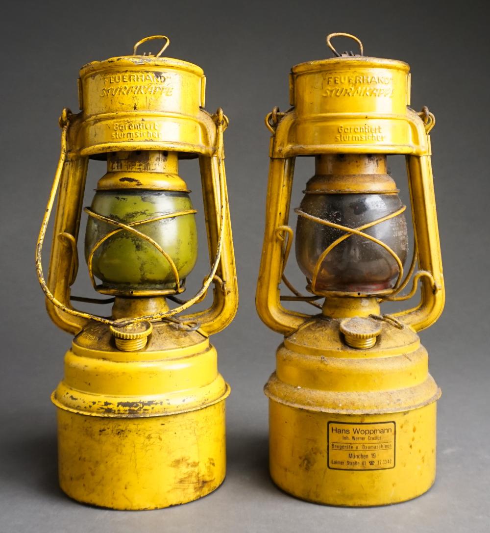 Appraisal: Pair of Nier Feuerhand Yellow Painted Lanterns H in cm