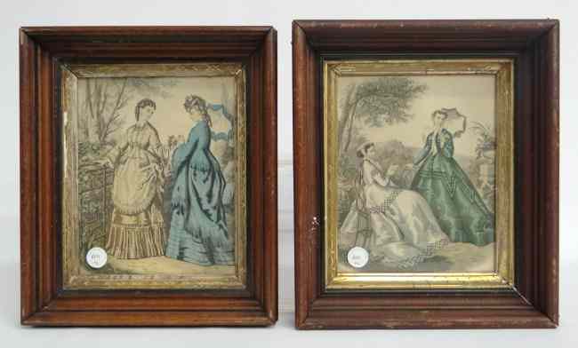 Appraisal: Lot two Victorian frames with fashion prints