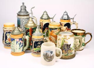 Appraisal: Collection of mostly German stoneware steins several with pewter mounted