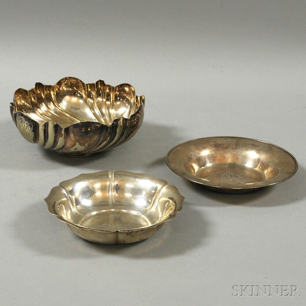 Appraisal: Three Sterling Silver and Silver-plated Bowls a Richard Dimes Irish